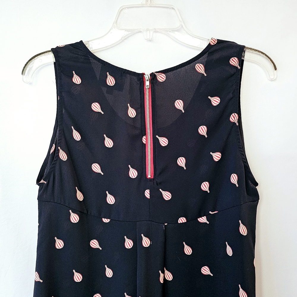 W5 Navy Hot Air Balloon Print Sleeveless Blouse Flowy High Low Hem Medium - Picture 9 of 11